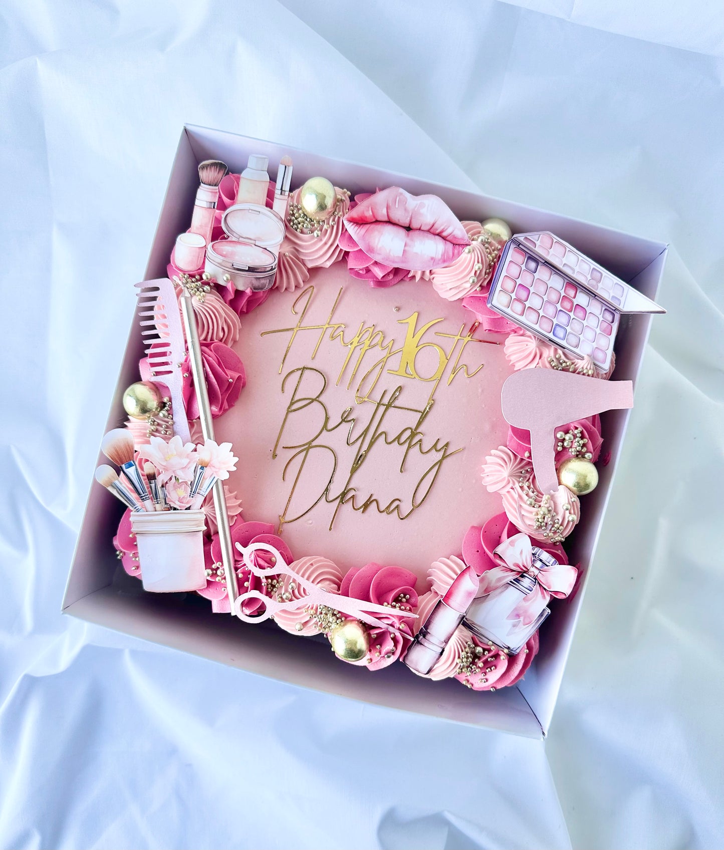 Square sheet cake with theme