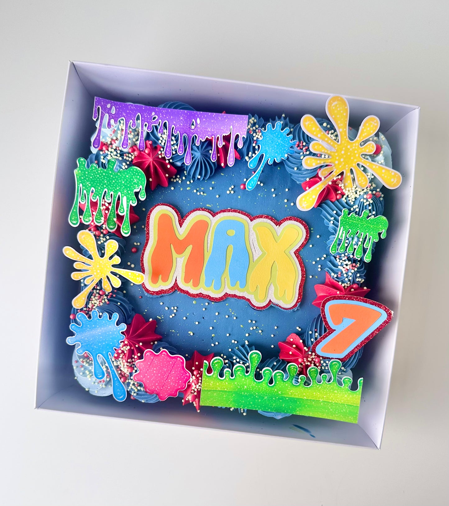 Square sheet cake with theme
