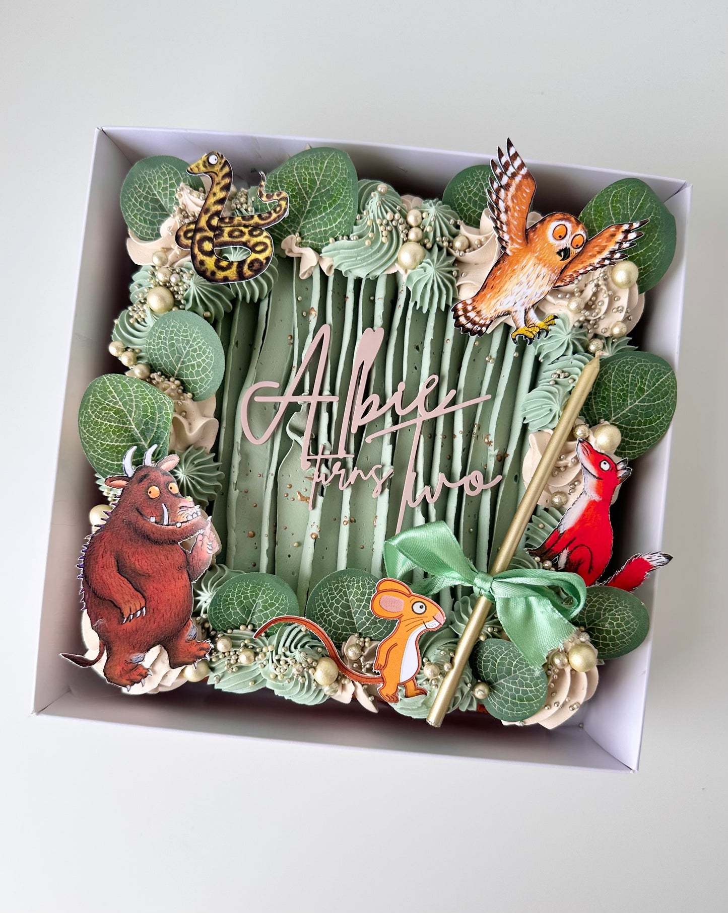 Square sheet cake with theme