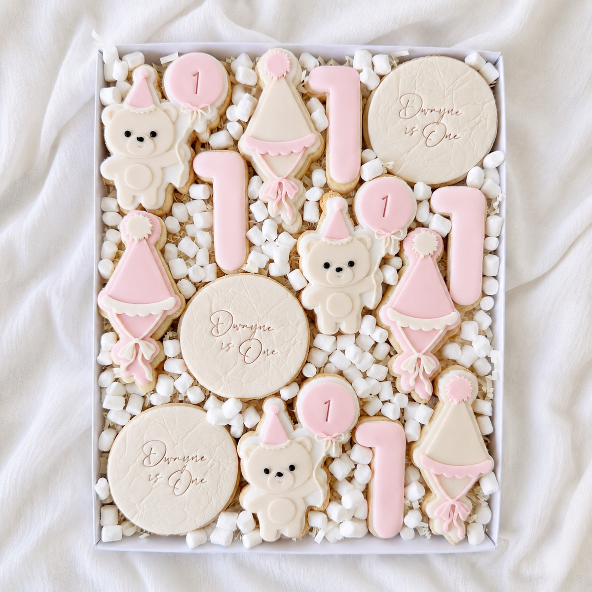Teddy bear birthday shortbread box