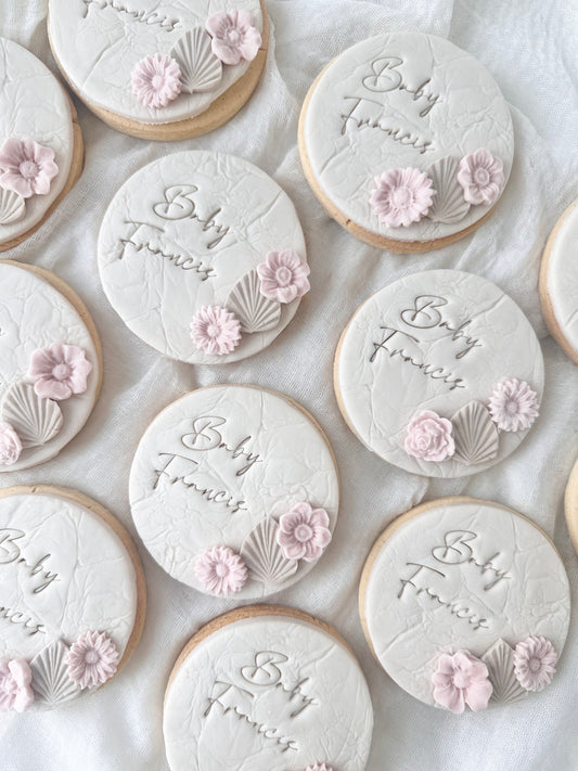 Floral personalised shortbread biscuits