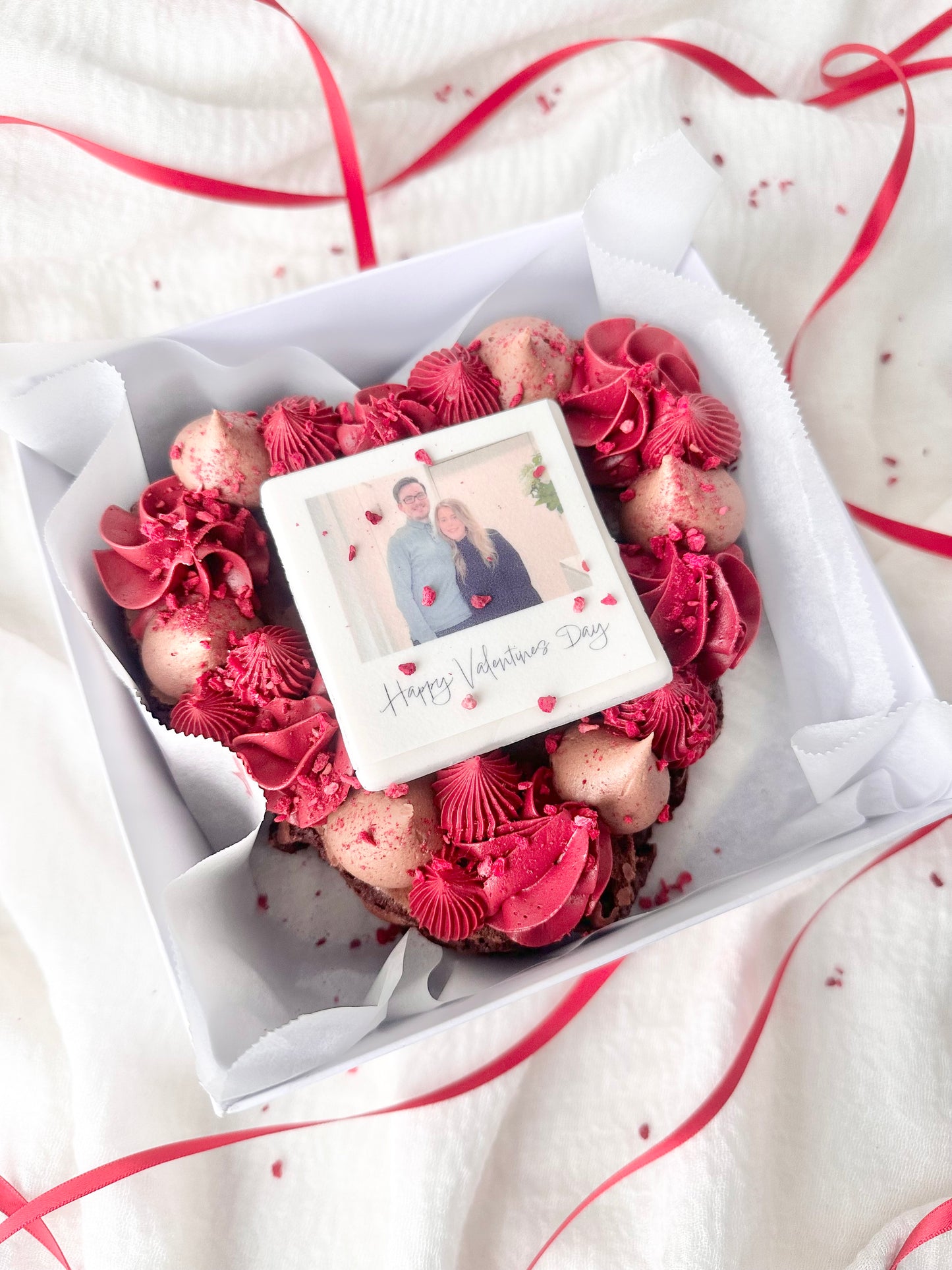 Triple chocolate Polaroid brownie heart