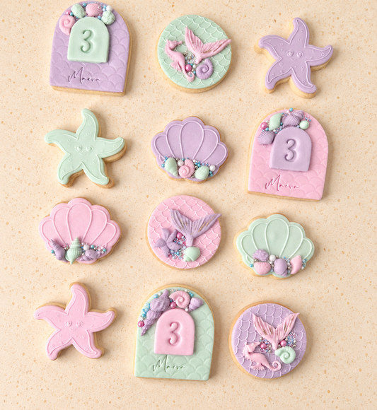 Mermaid themed shortbread biscuits