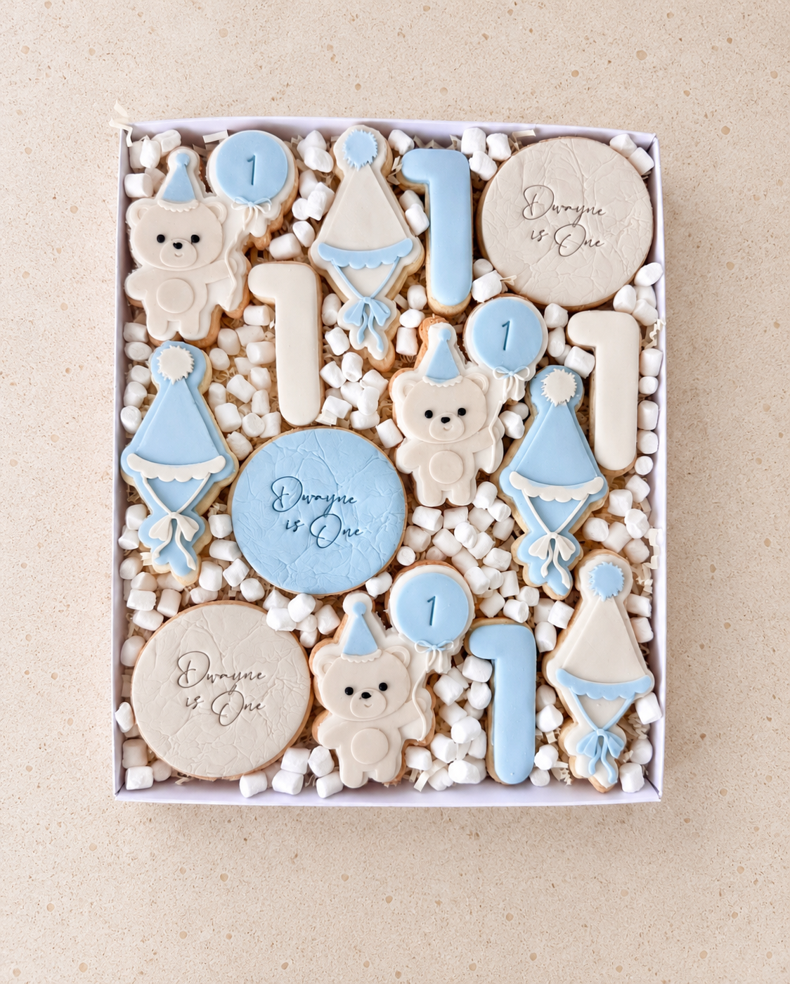 Teddy themed bear birthday shortbread box