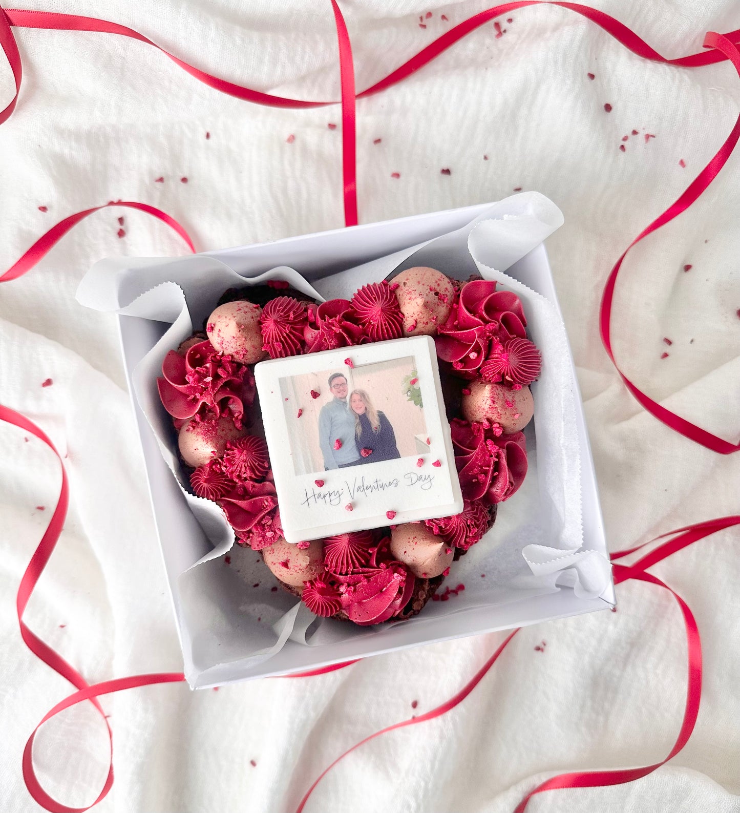 Triple chocolate Polaroid brownie heart