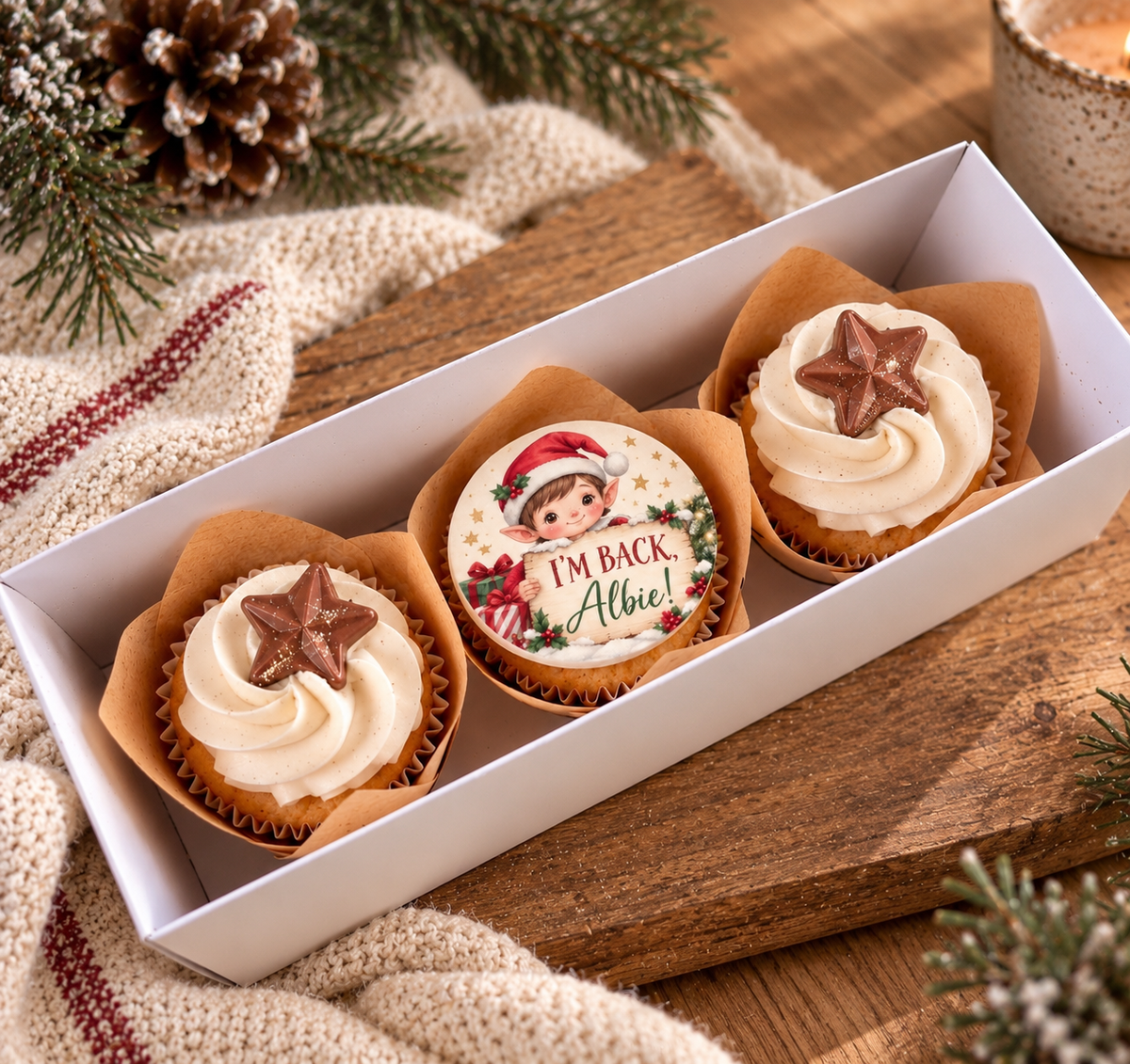 Personalised Elf on the Shelf Cupcakes