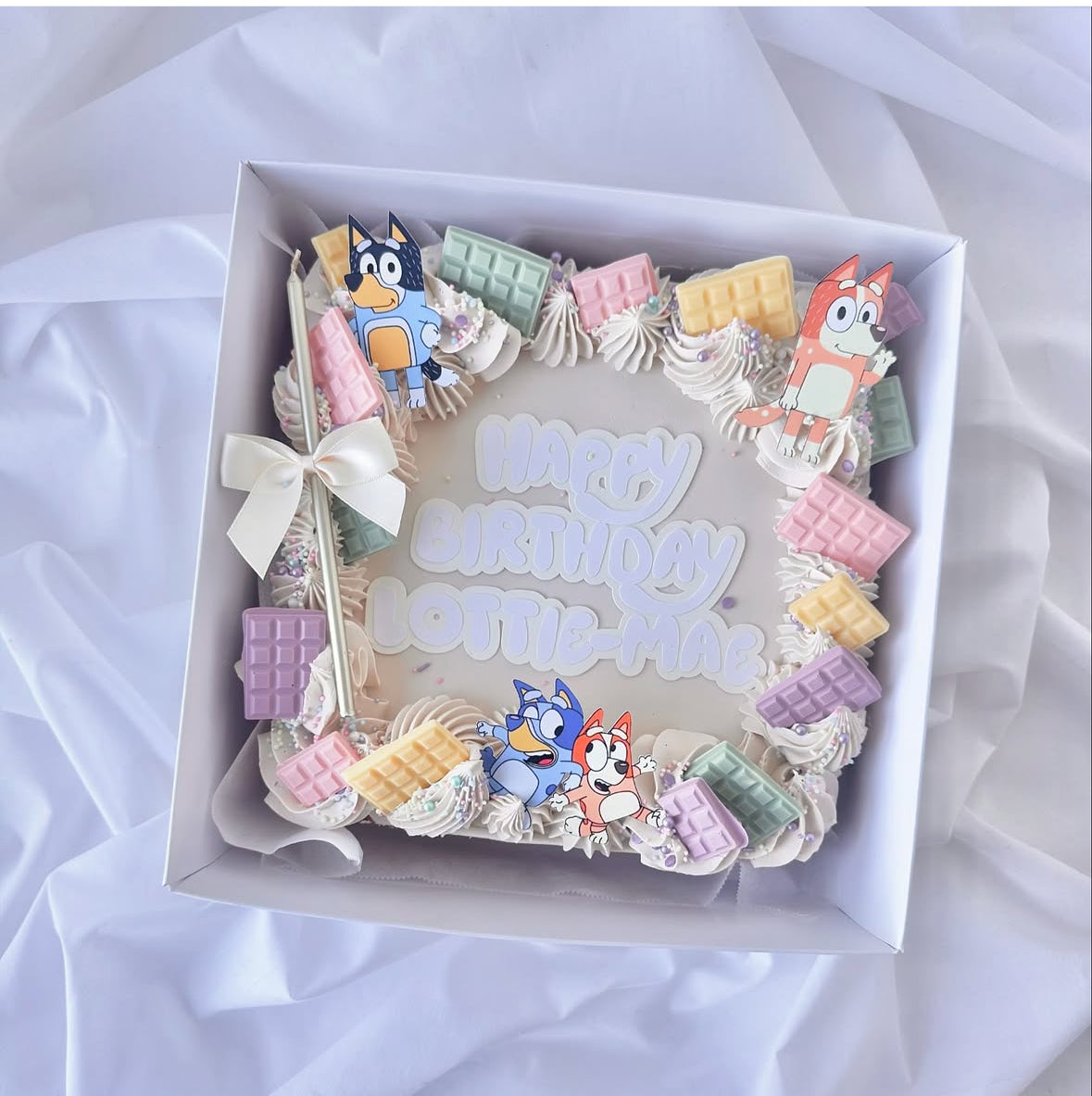 Square sheet cake with theme