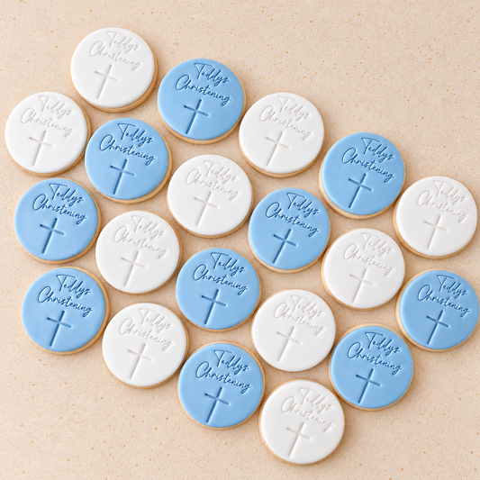 Christening themed shortbread biscuits